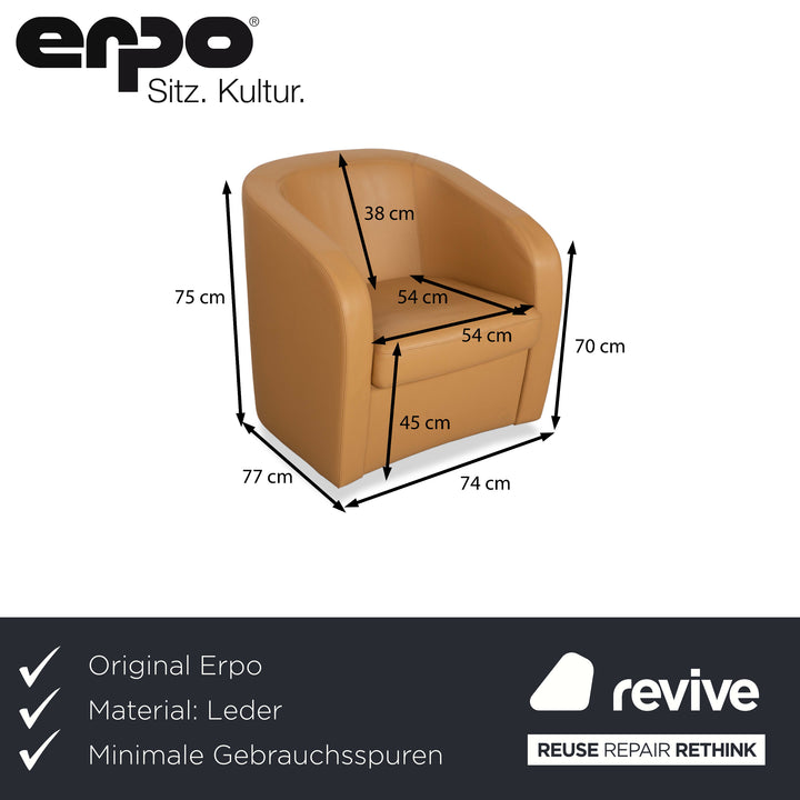 Erpo Leder Sessel Braun Beige Cognac Vintage