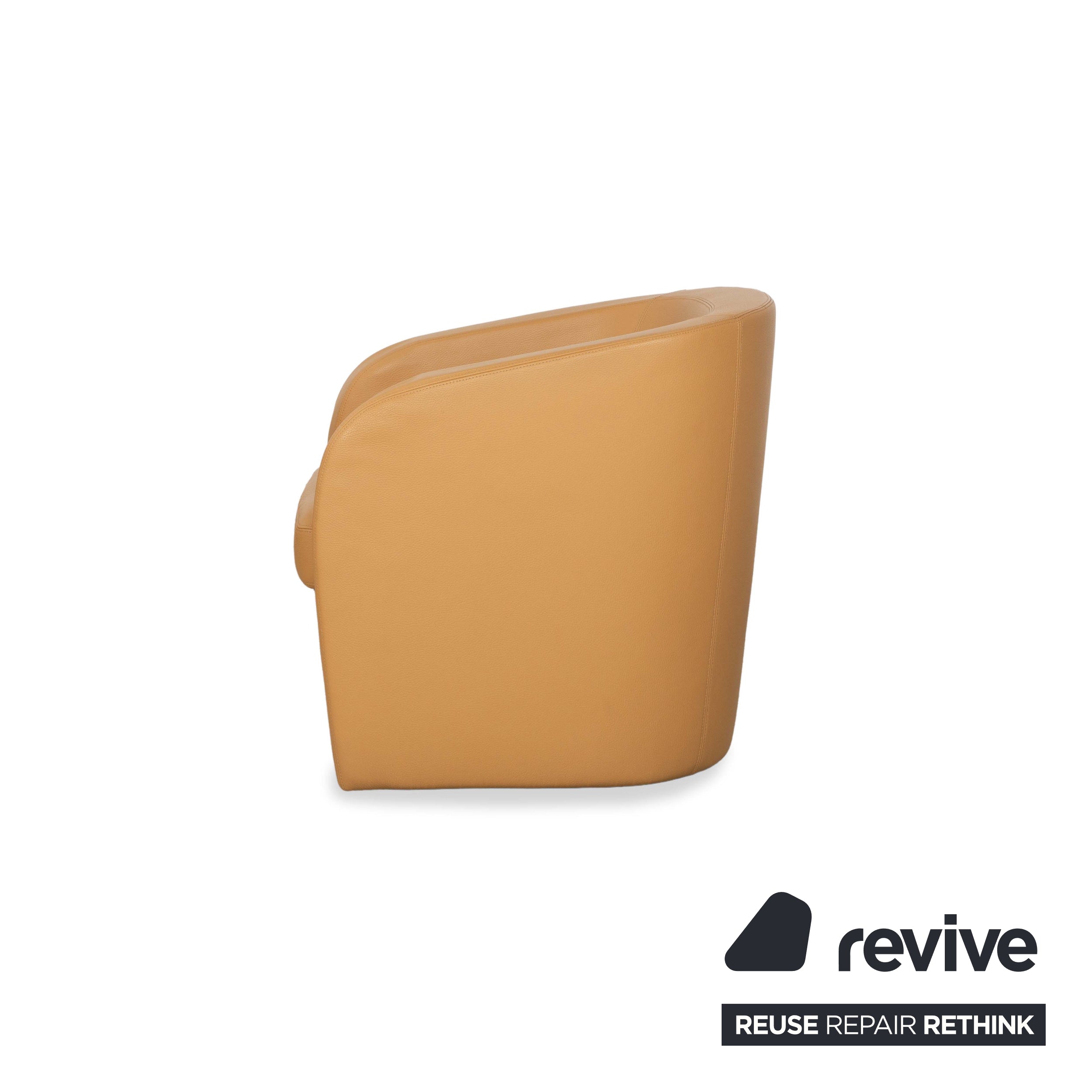 Fauteuil Erpo Cuir Marron Beige Cognac Vintage