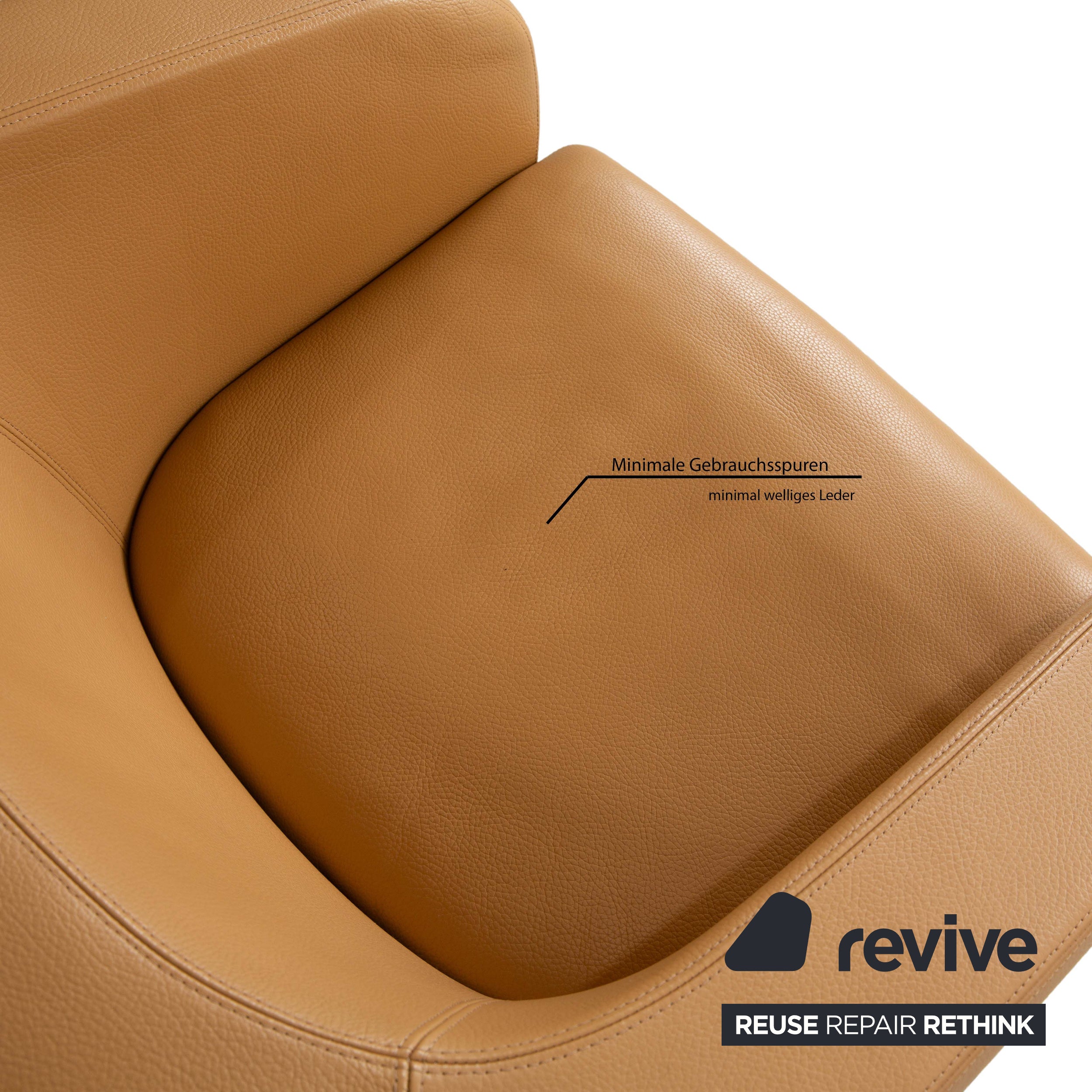 Fauteuil Erpo Cuir Marron Beige Cognac Vintage