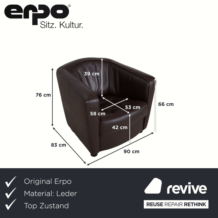 Erpo Leather Armchair Brown Dark Brown