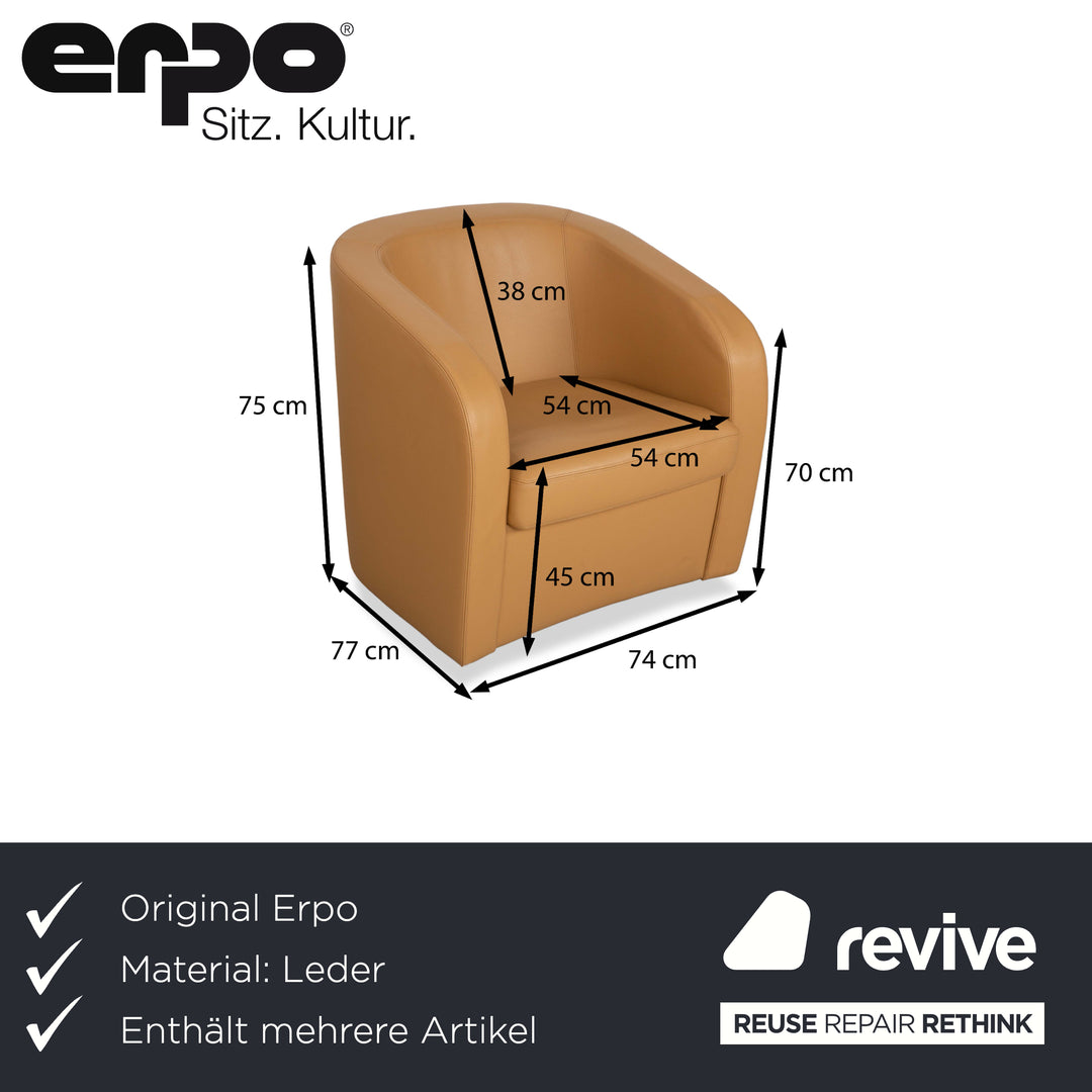 Ensemble de Fauteuils Erpo Cuir Marron Beige Cognac Vintage
