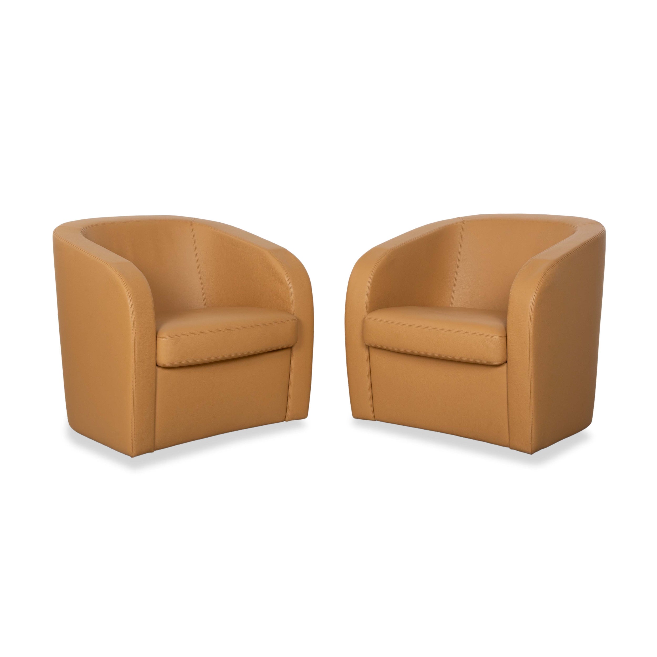 Erpo Leather Armchair Set Brown Beige Cognac Vintage