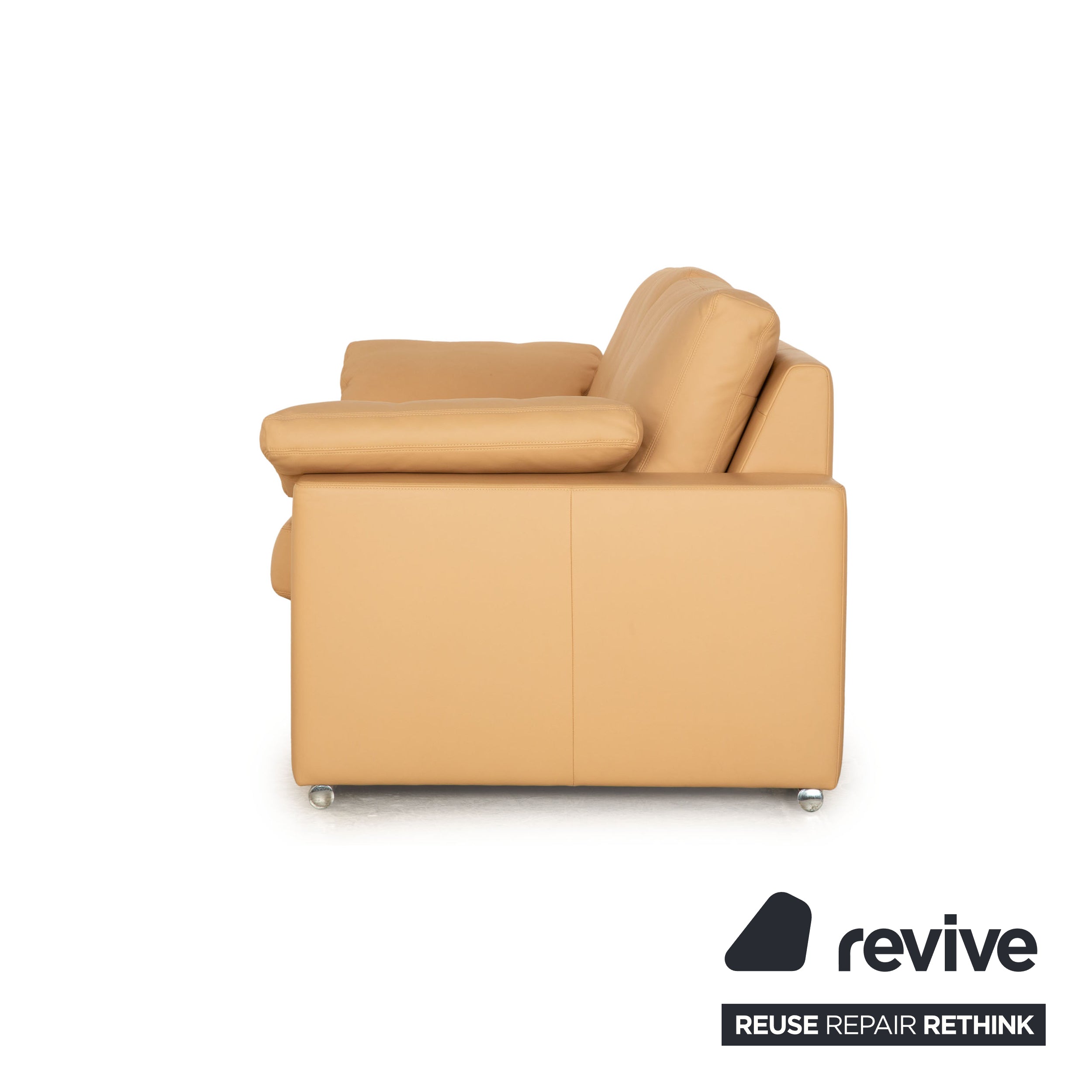 Erpo Leather Two Seater Beige Sofa Couch