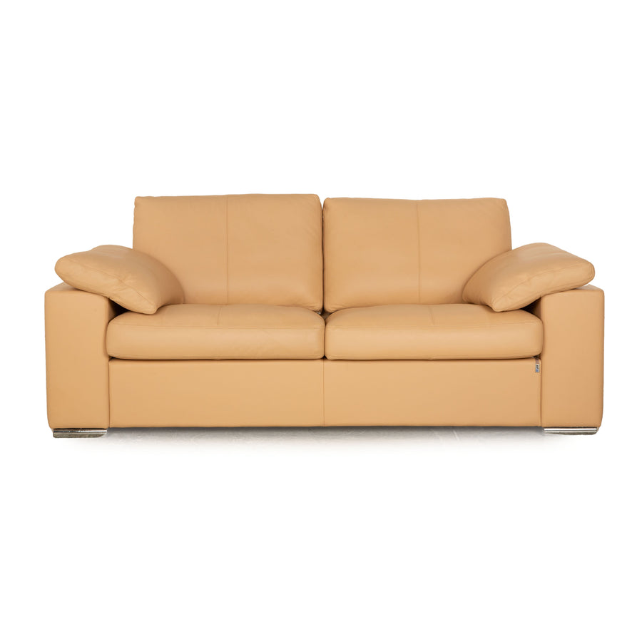 Erpo Leder Zweisitzer Beige Sofa Couch