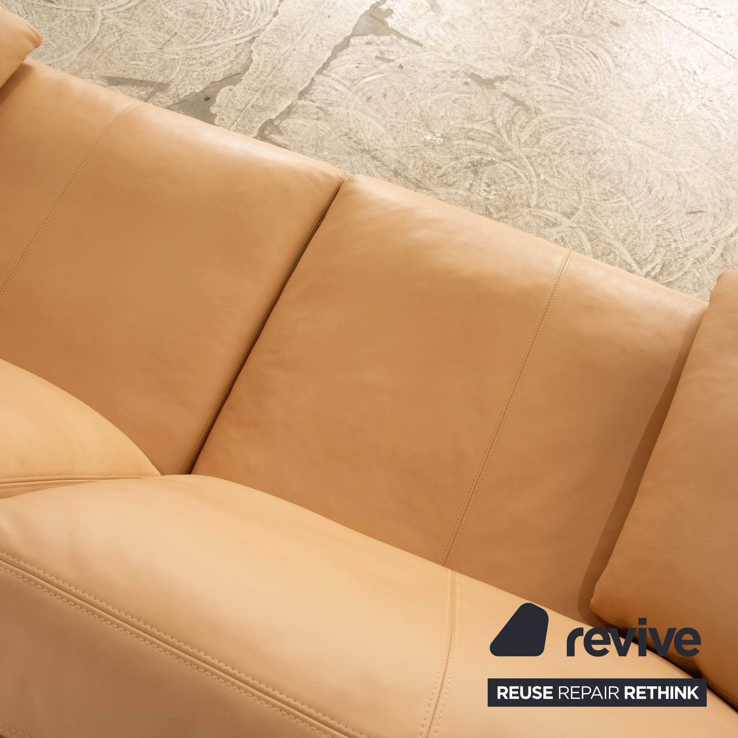 Erpo Leather Two Seater Beige Sofa Couch