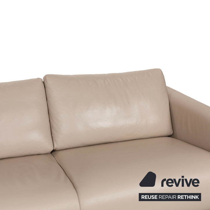 Erpo Leder Zweisitzer Beige Creme Sofa Couch