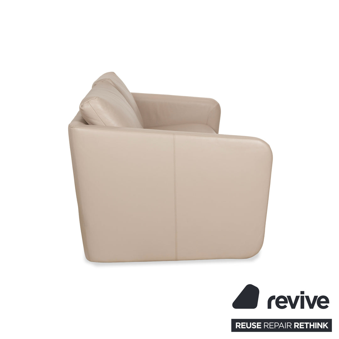 Erpo Leder Zweisitzer Beige Creme Sofa Couch