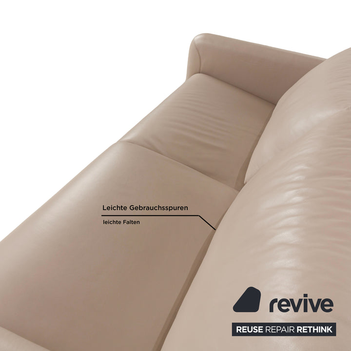 Erpo Leder Zweisitzer Beige Creme Sofa Couch