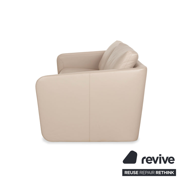 Erpo Leder Zweisitzer Beige Creme Sofa Couch