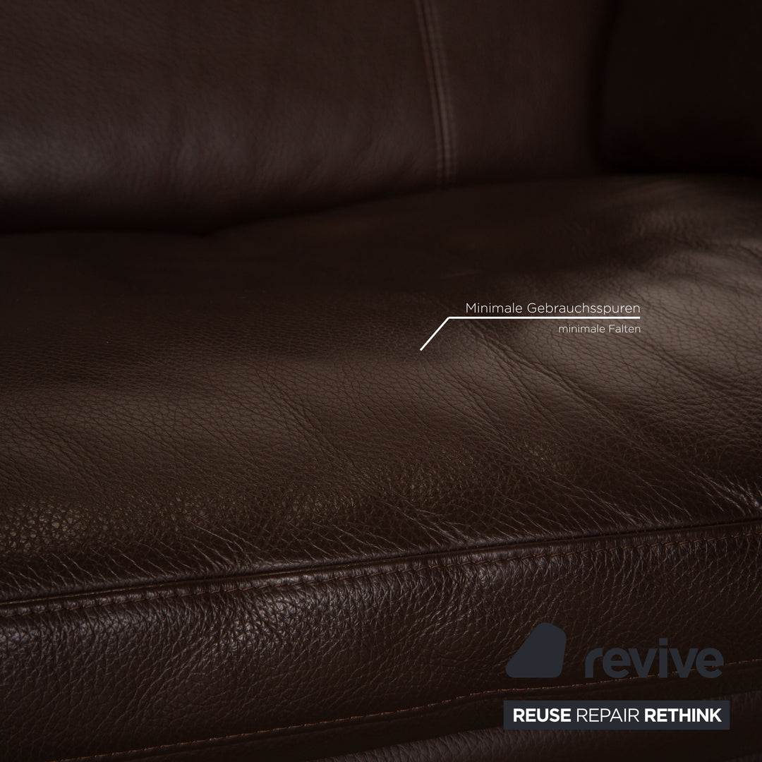 Erpo Lucca Leder Sofa Garnitur Braun 2x Zweisitzer Sessel manuelle Funktion