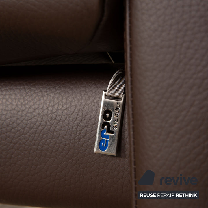 Erpo Lucca Leder Sofa Garnitur Braun 2x Zweisitzer Sessel manuelle Funktion