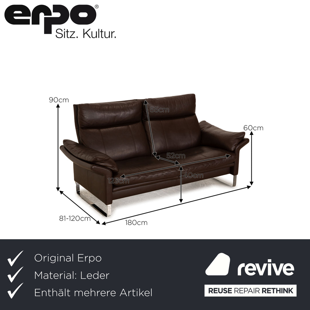 Erpo Lucca Leder Sofa Garnitur Braun 2x Zweisitzer Sessel manuelle Funktion