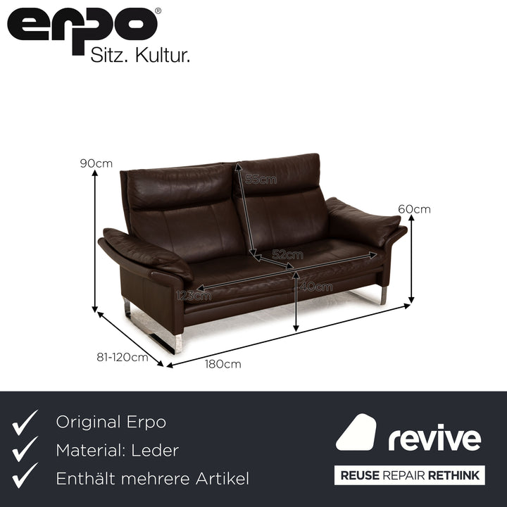 Erpo Lucca Leder Sofa Garnitur Braun 2x Zweisitzer Sessel manuelle Funktion