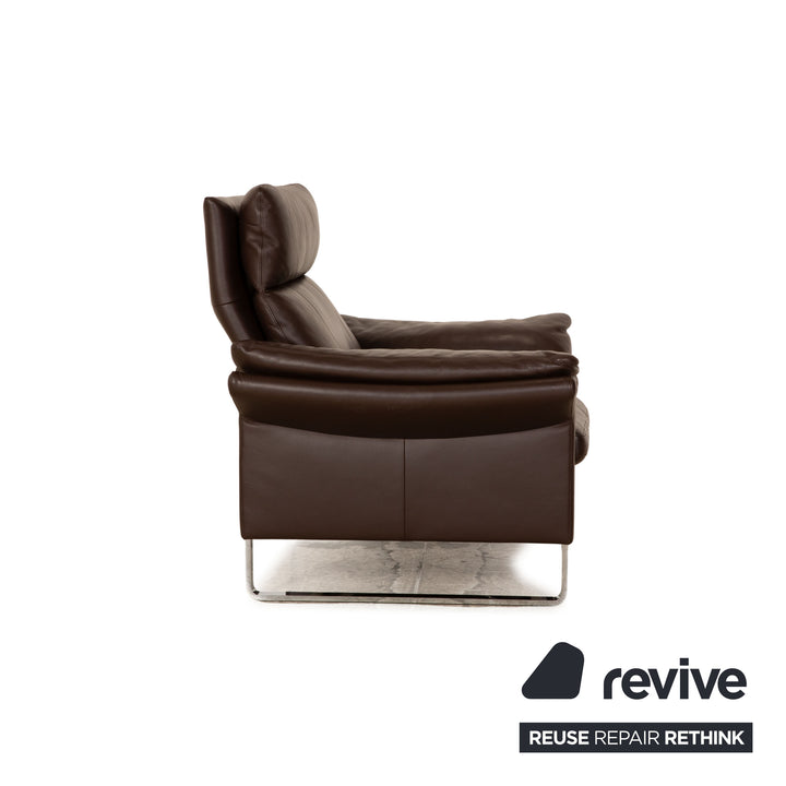 Erpo Lucca Leder Sofa Garnitur Braun 2x Zweisitzer Sessel manuelle Funktion