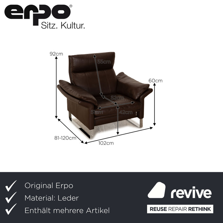 Erpo Lucca Leder Sofa Garnitur Braun 2x Zweisitzer Sessel manuelle Funktion