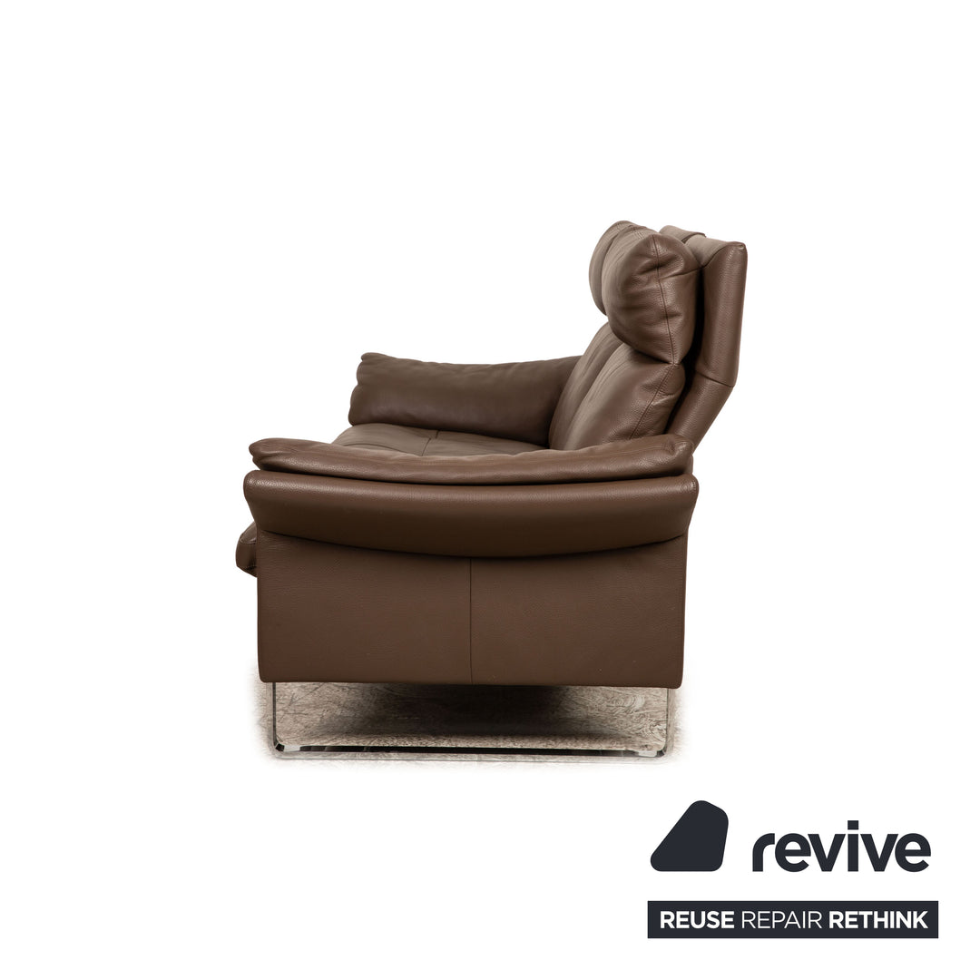 Erpo Lucca Leder Sofa Garnitur Braun Dreisitzer Zweisitzer manuelle Funktion Sofa Couch Relaxfunktion