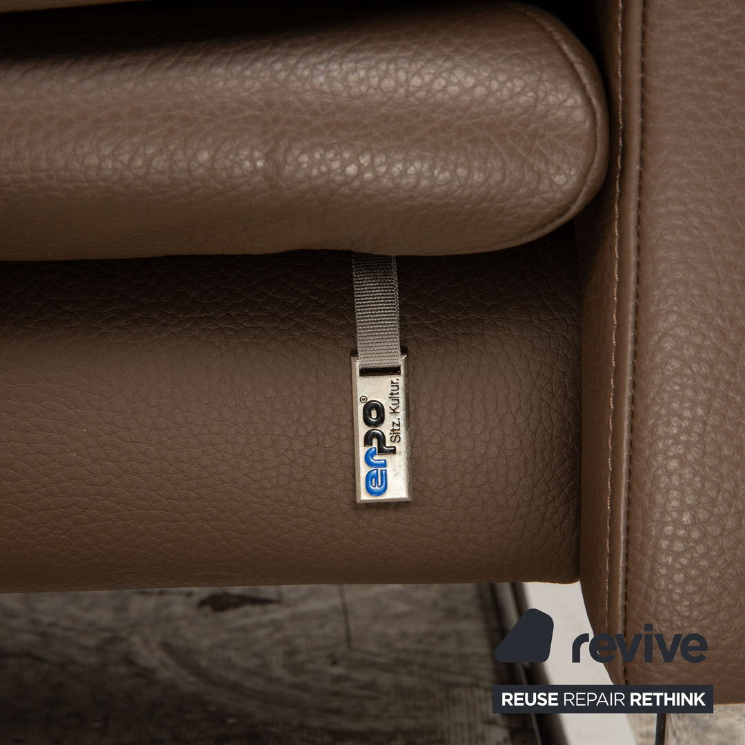 Erpo Lucca Leder Sofa Garnitur Braun Dreisitzer Zweisitzer manuelle Funktion Sofa Couch Relaxfunktion