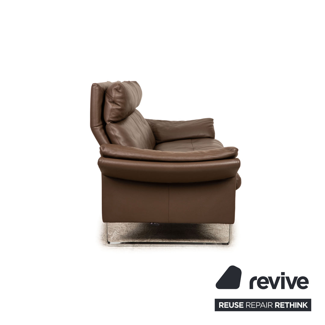 Erpo Lucca Leder Sofa Garnitur Braun Dreisitzer Zweisitzer manuelle Funktion Sofa Couch Relaxfunktion