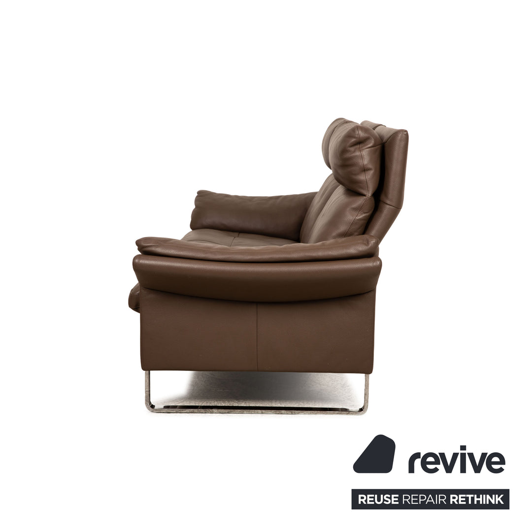 Erpo Lucca Leder Sofa Garnitur Braun Dreisitzer Zweisitzer manuelle Funktion Sofa Couch Relaxfunktion