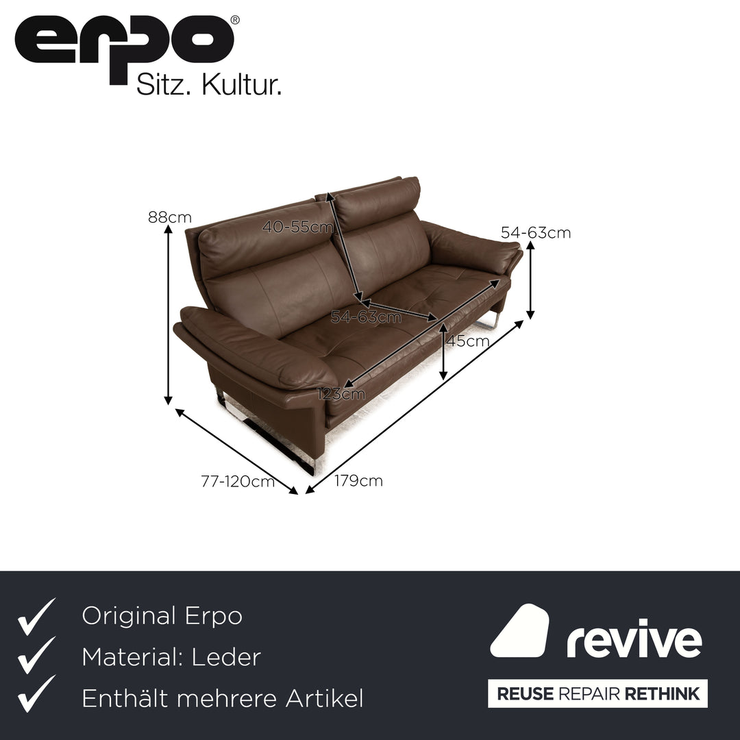 Erpo Lucca Leder Sofa Garnitur Braun Dreisitzer Zweisitzer manuelle Funktion Sofa Couch Relaxfunktion
