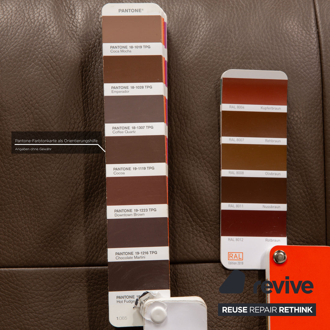 Erpo Lucca Leder Sofa Garnitur Braun Dreisitzer Zweisitzer manuelle Funktion Sofa Couch Relaxfunktion