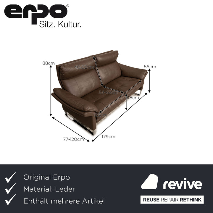 Erpo Lucca Leder Sofa Garnitur Braun Dreisitzer Zweisitzer manuelle Funktion Sofa Couch Relaxfunktion