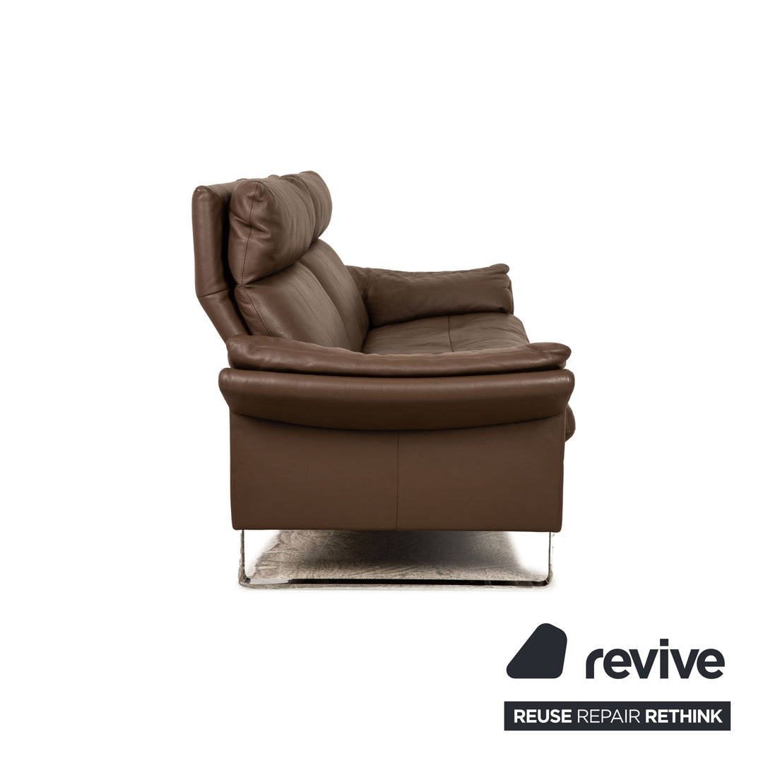 Erpo Lucca Leder Sofa Garnitur Braun Dreisitzer Zweisitzer manuelle Funktion Sofa Couch Relaxfunktion