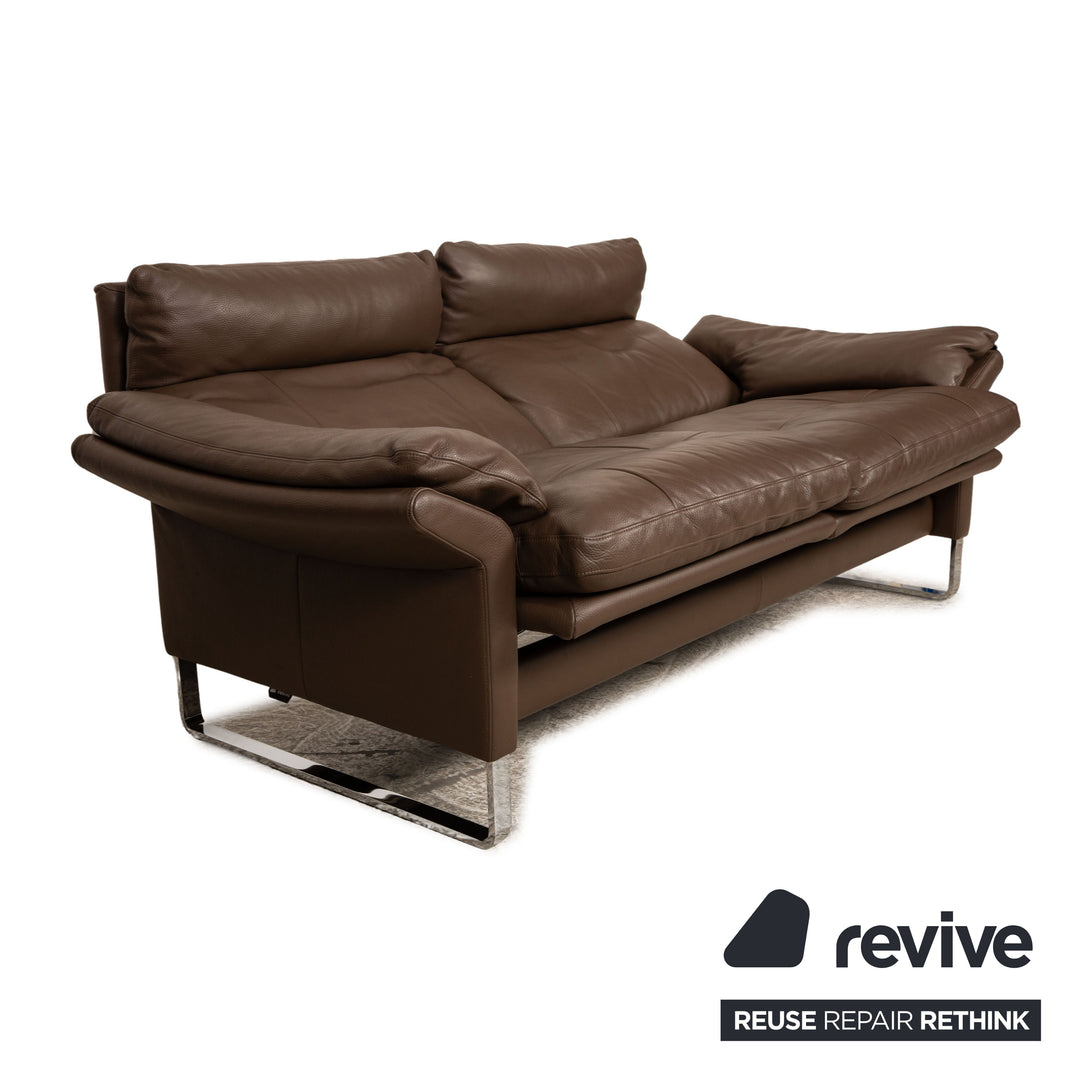 Erpo Lucca leather two-seater brown manual function sofa couch relaxation function