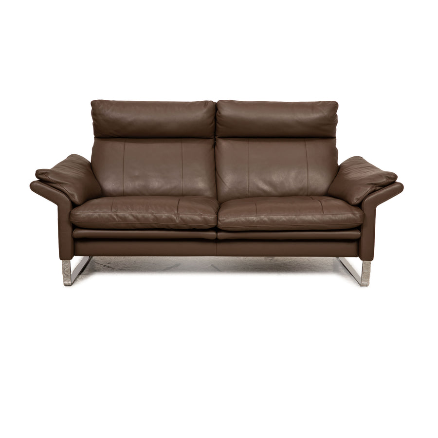 Erpo Lucca leather two-seater brown manual function sofa couch relaxation function