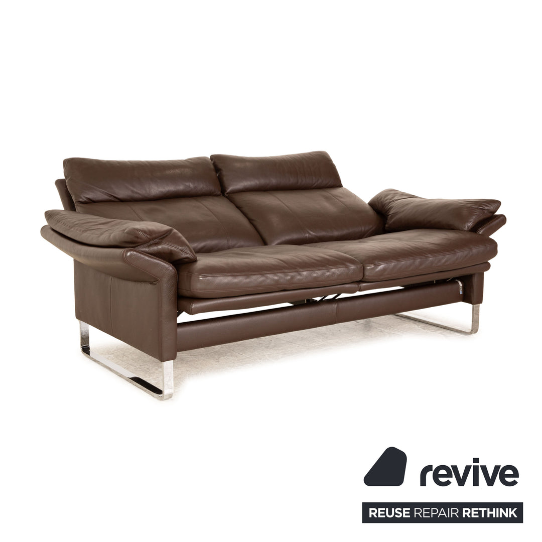 Erpo Lucca Leather Two Seater Brown Sofa Couch Manual Function