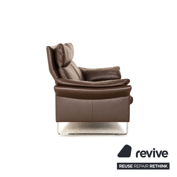 Erpo Lucca Leather Two Seater Brown Sofa Couch Manual Function