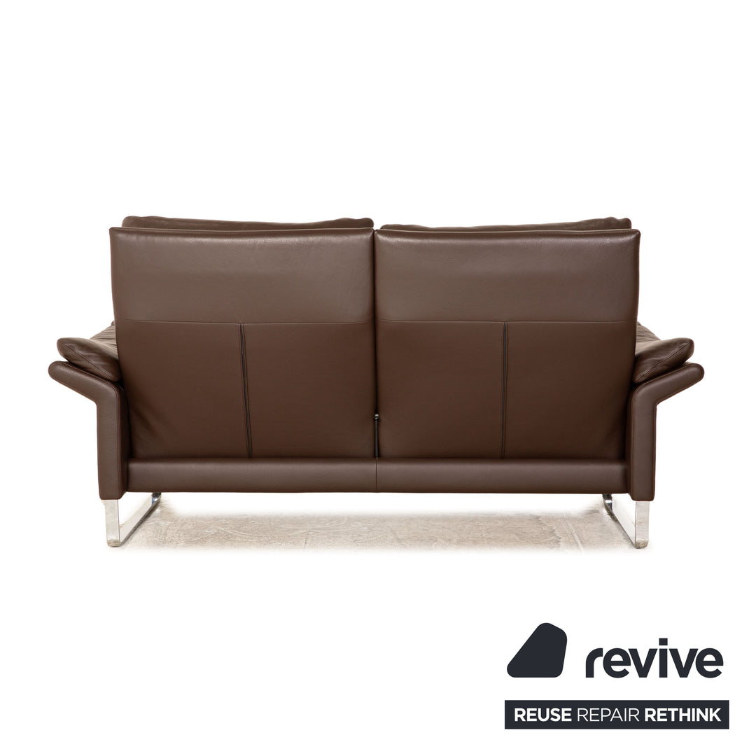 Erpo Lucca Leather Two Seater Brown Sofa Couch Manual Function