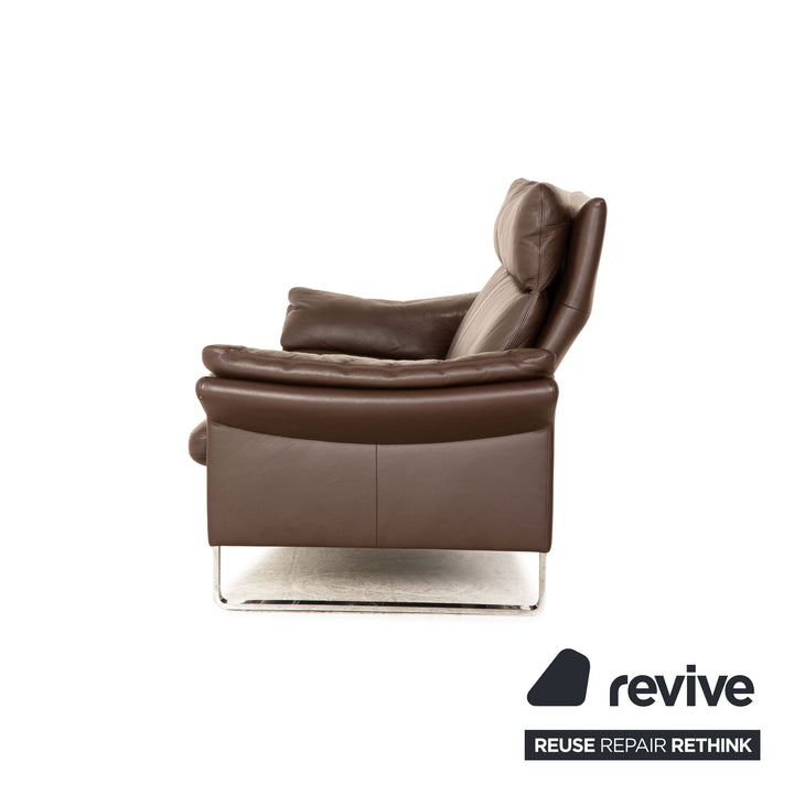 Erpo Lucca Leather Two Seater Brown Sofa Couch Manual Function