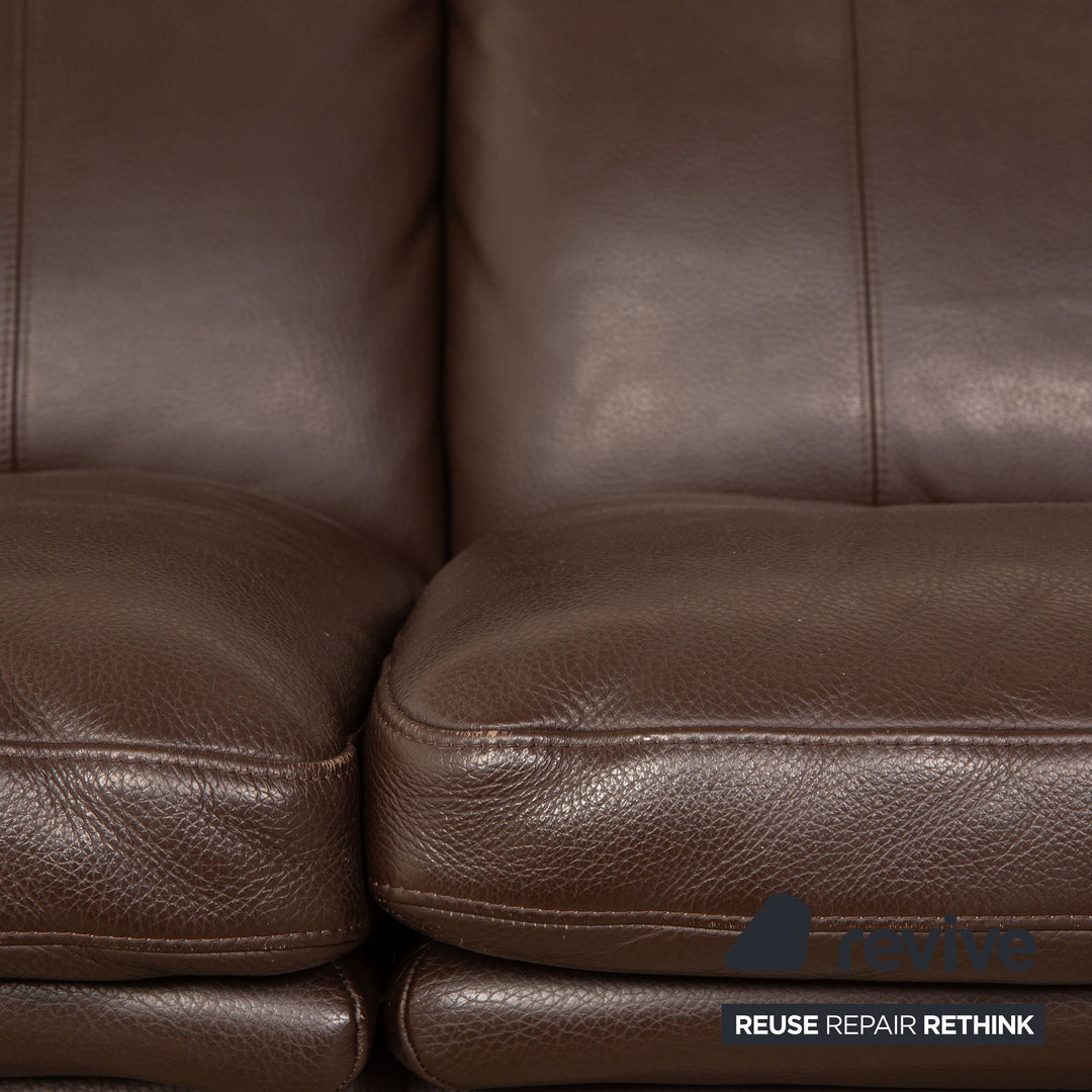 Erpo Lucca Leather Two Seater Brown Sofa Couch Manual Function