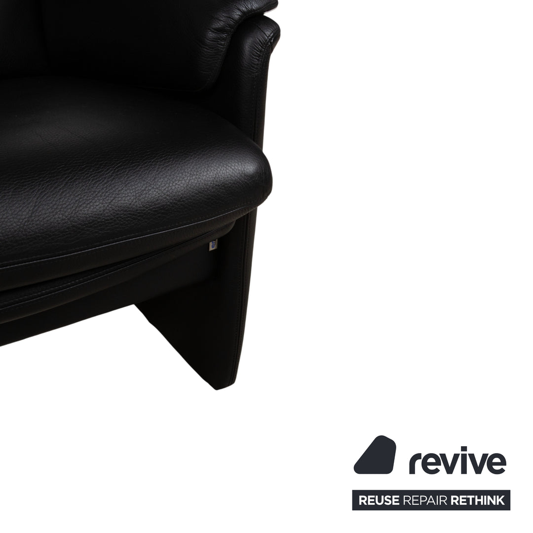 Erpo Lugano Garnitur Leder Dreisitzer Sessel Schwarz manuelle Funktion Sofa Couch