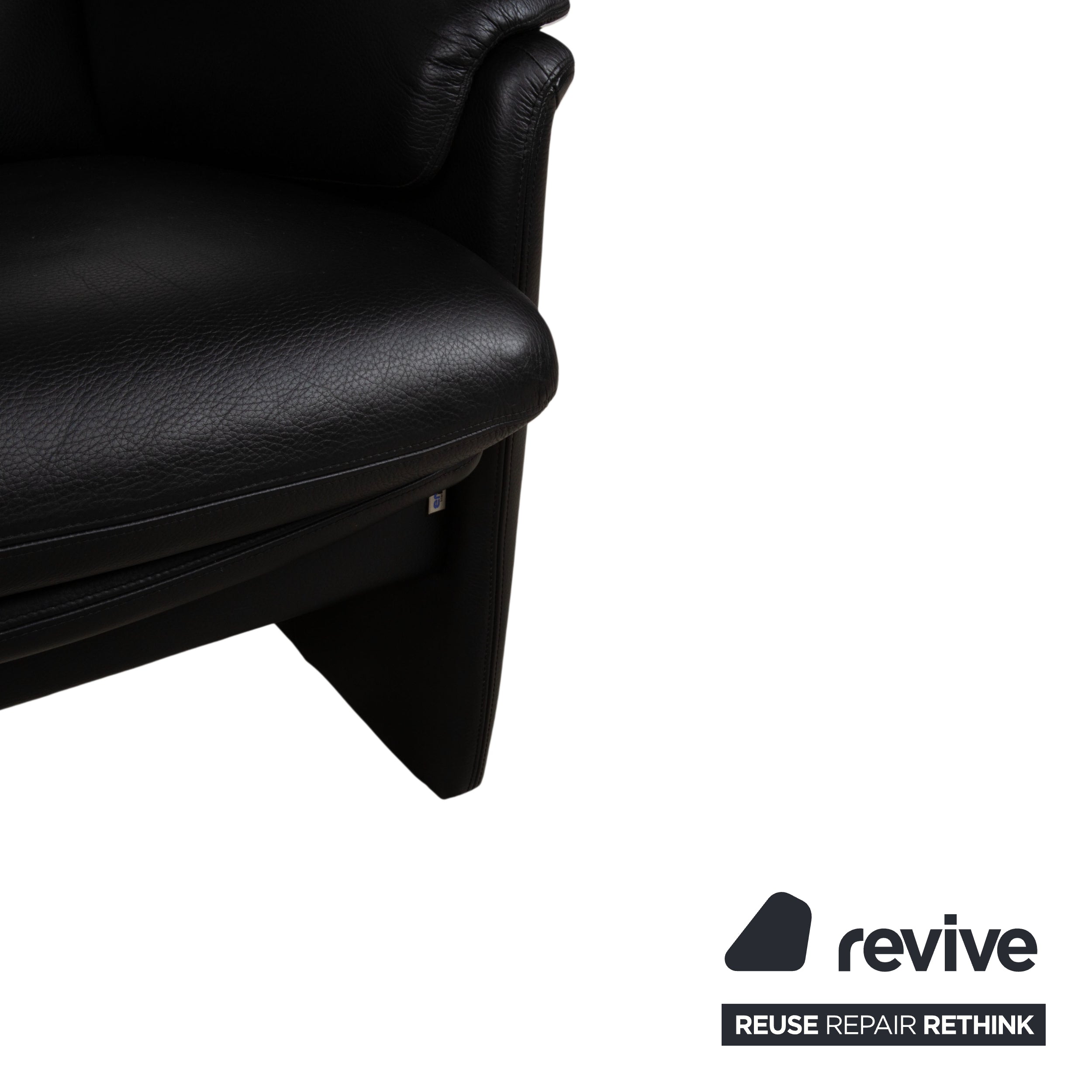 Erpo Lugano Leather Suite Three-seater Armchair Black Manual Function Sofa Couch