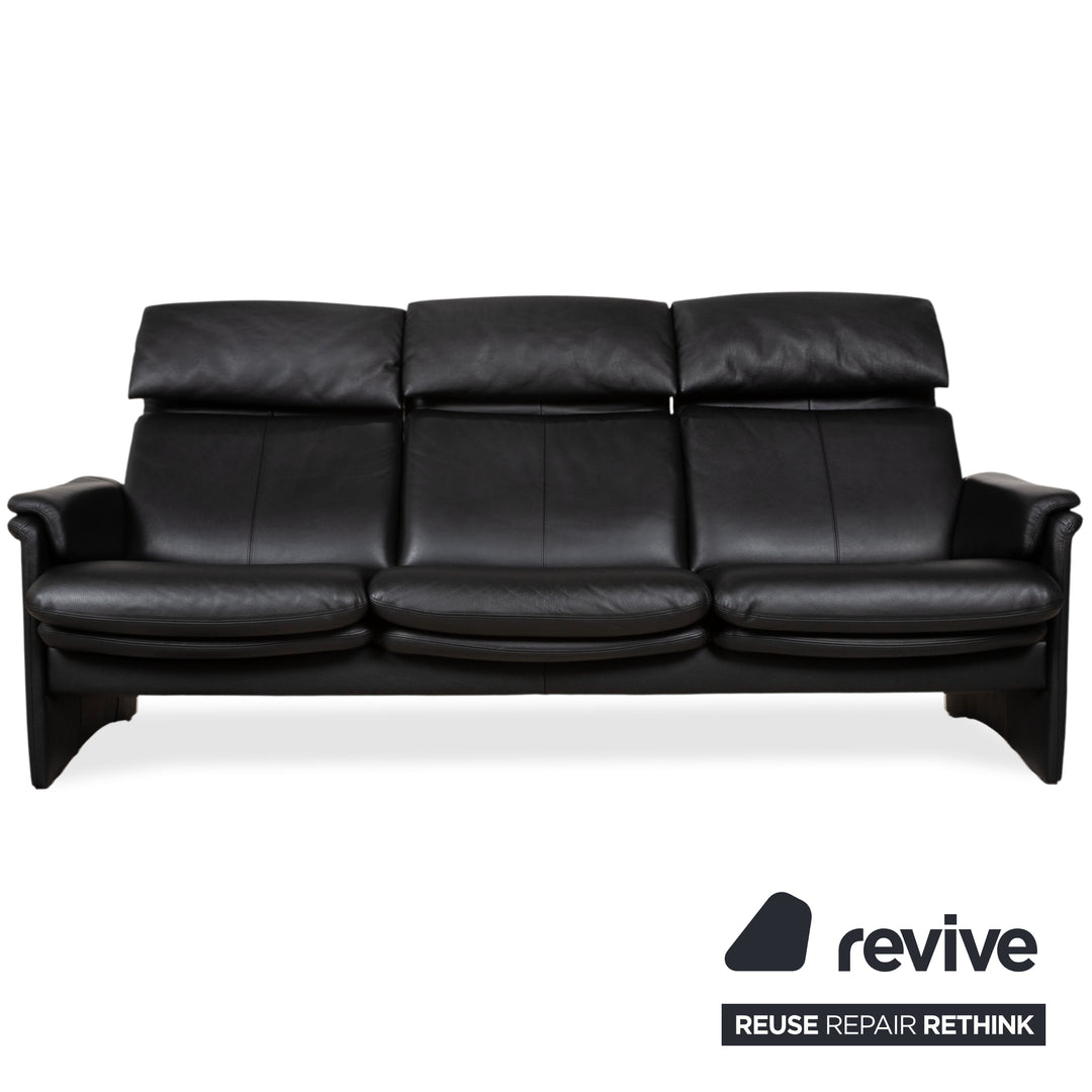 Erpo Lugano Garnitur Leder Dreisitzer Sessel Schwarz manuelle Funktion Sofa Couch