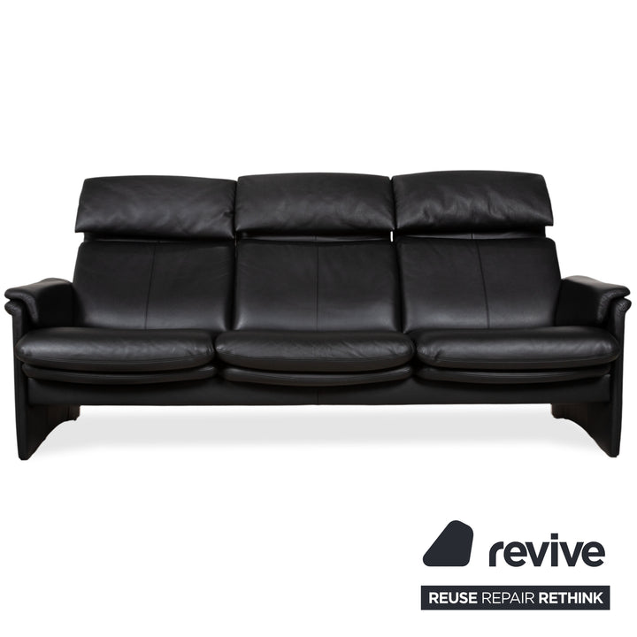 Erpo Lugano Garnitur Leder Dreisitzer Sessel Schwarz manuelle Funktion Sofa Couch