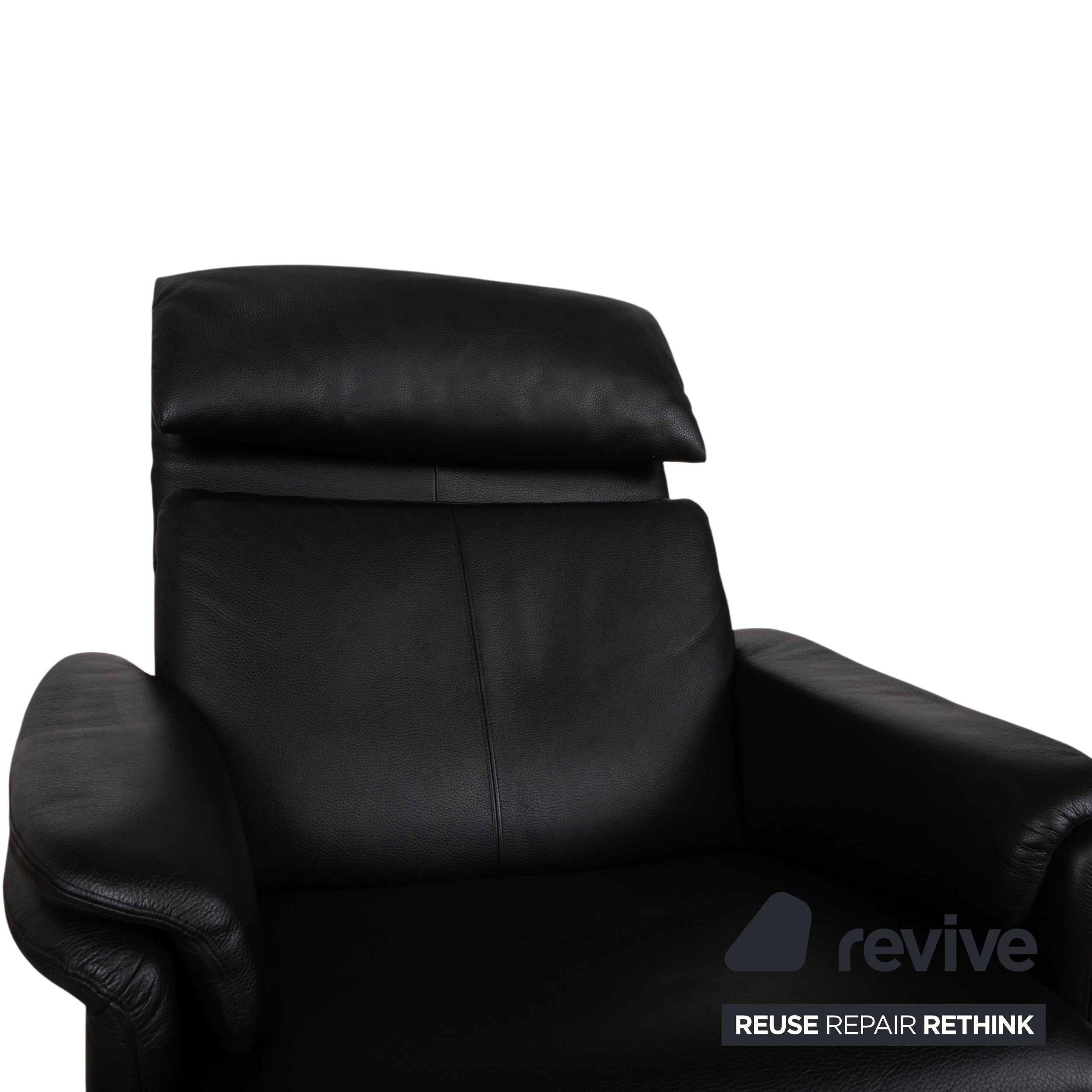 Erpo Lugano Leather Suite Three-seater Armchair Black Manual Function Sofa Couch