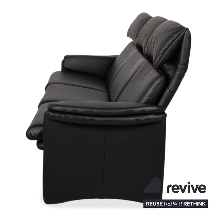 Erpo Lugano Leder Dreisitzer Schwarz manuelle Funktion Sofa Couch