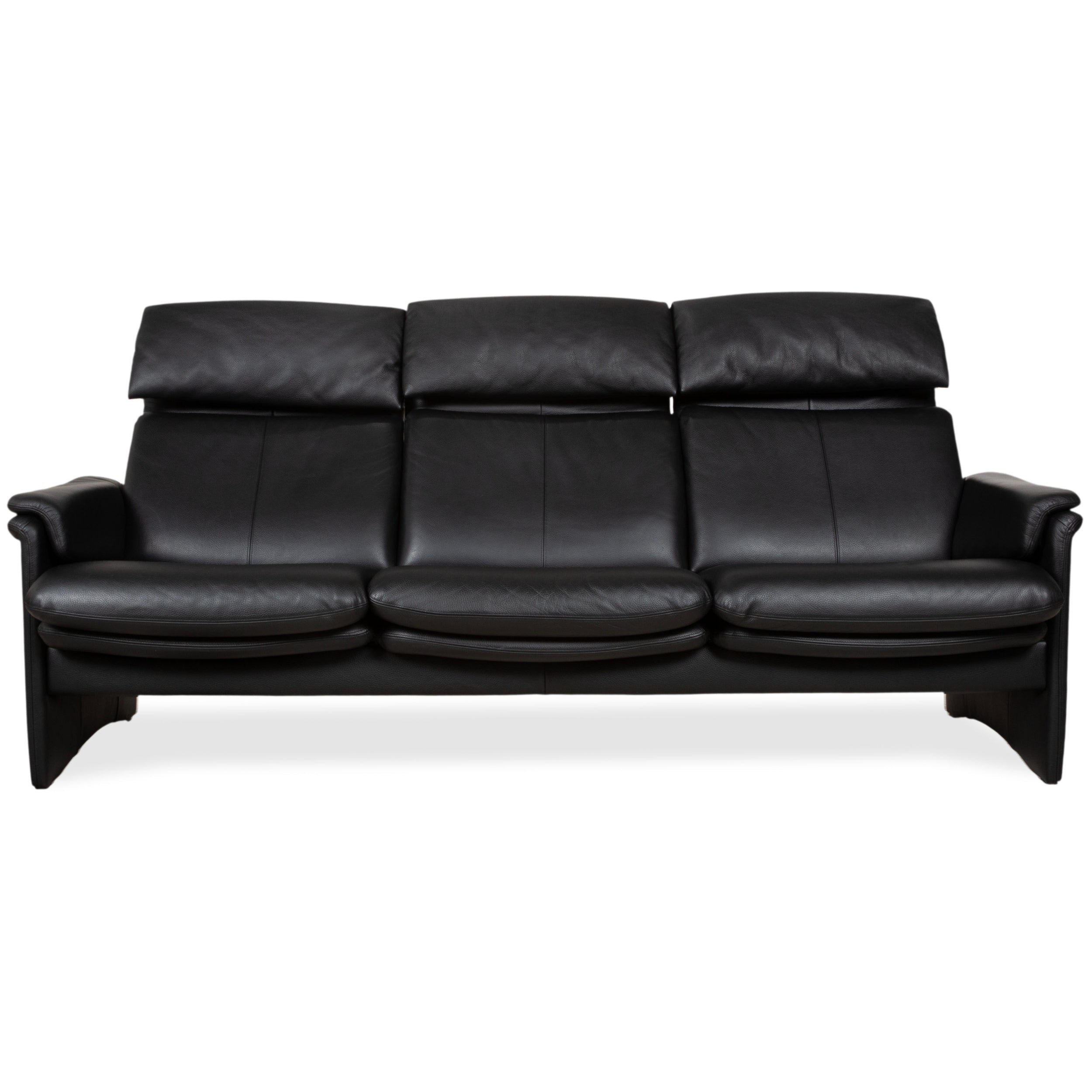 Erpo Lugano Leather Three-Seater Black Manual Function Sofa Couch