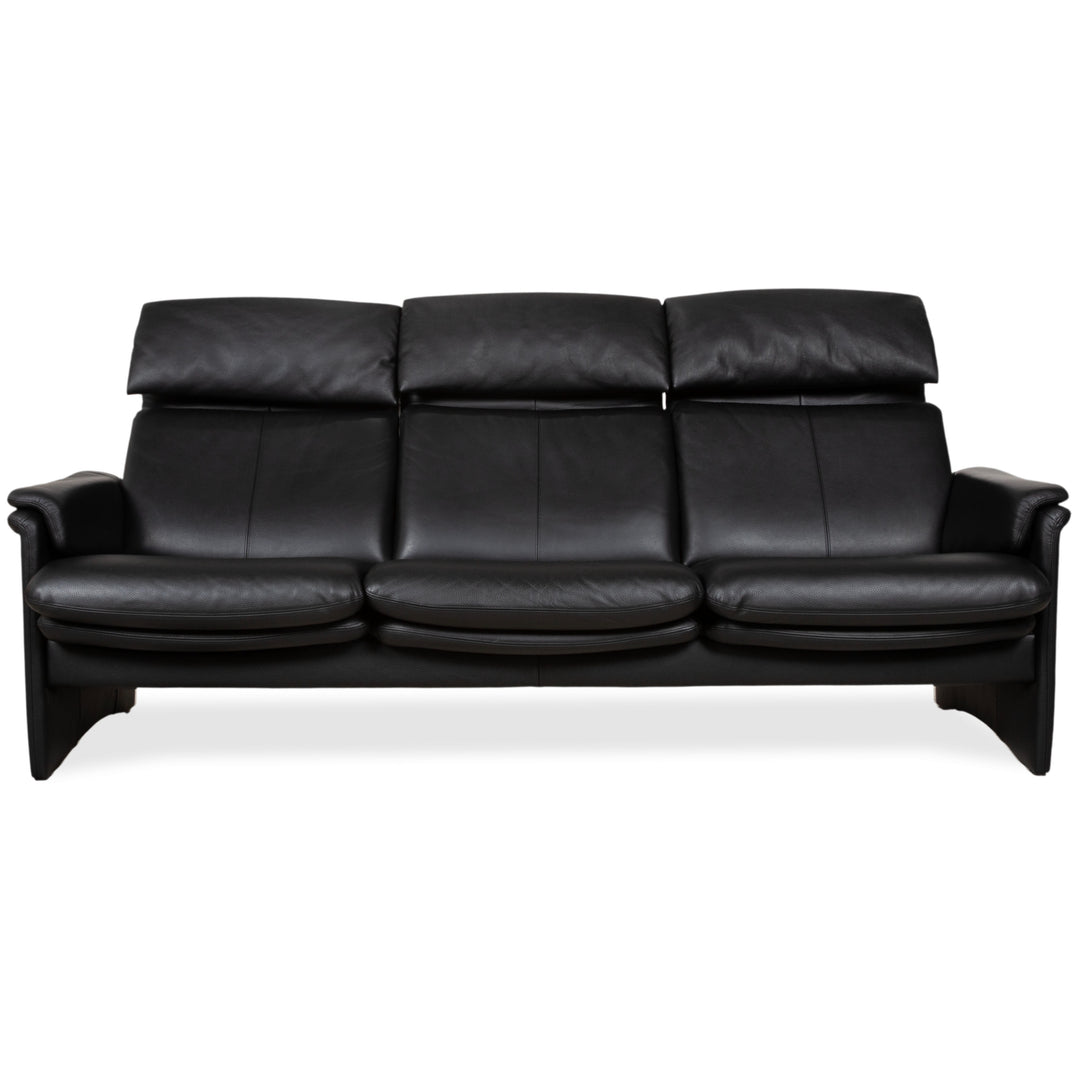 Erpo Lugano Leder Dreisitzer Schwarz manuelle Funktion Sofa Couch