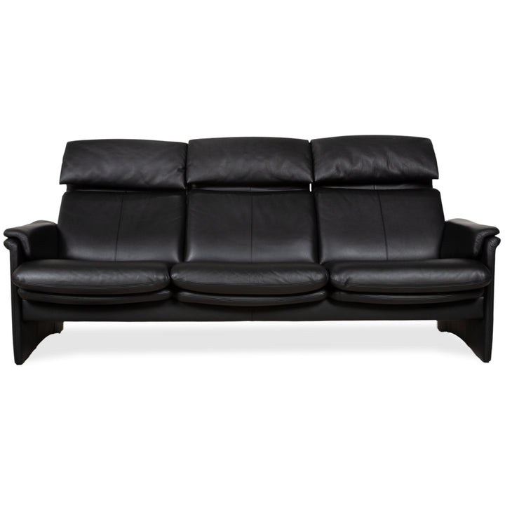 Erpo Lugano Leder Dreisitzer Schwarz manuelle Funktion Sofa Couch