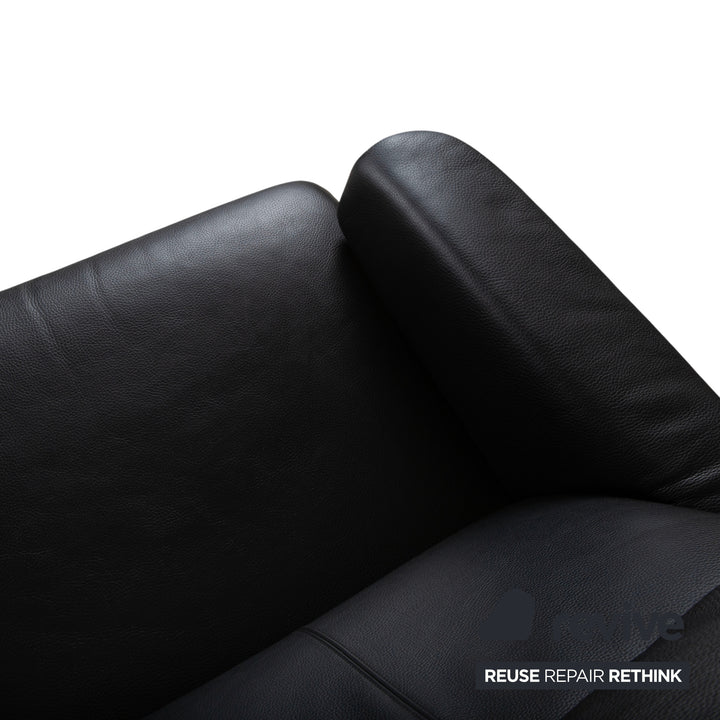 Erpo Lugano Leder Dreisitzer Schwarz manuelle Funktion Sofa Couch