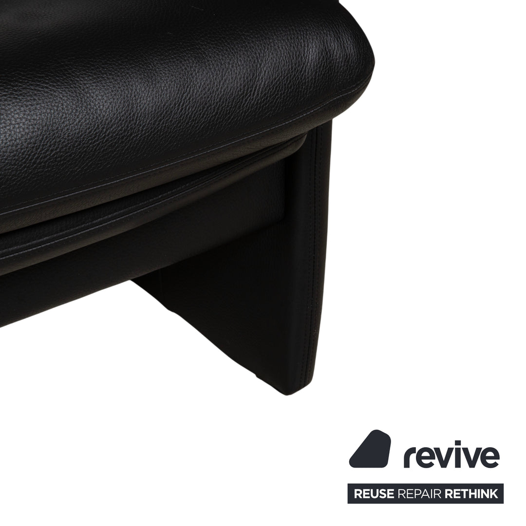 Erpo Lugano Leder Dreisitzer Schwarz manuelle Funktion Sofa Couch