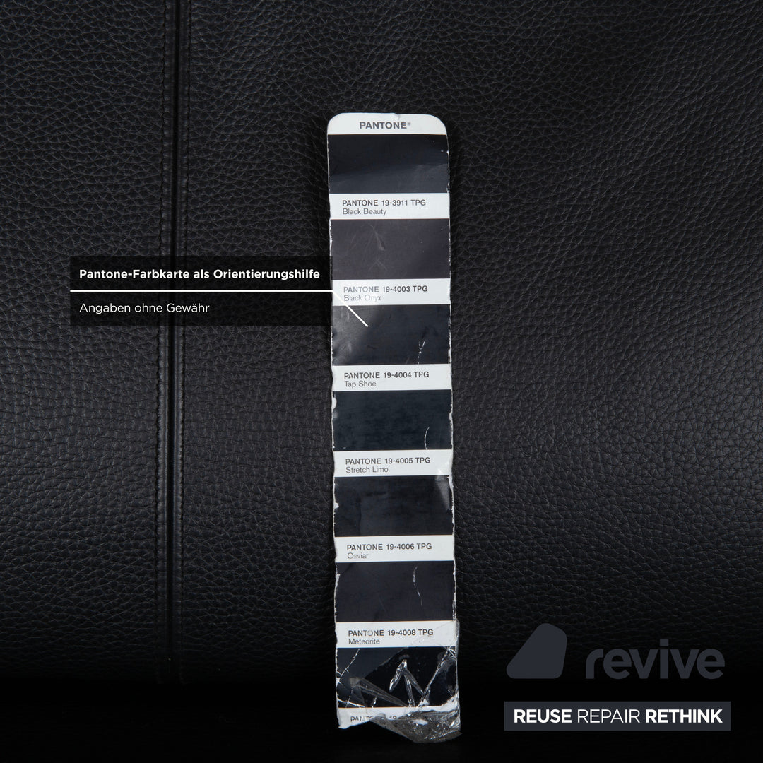 Erpo Lugano Leder Dreisitzer Schwarz manuelle Funktion Sofa Couch