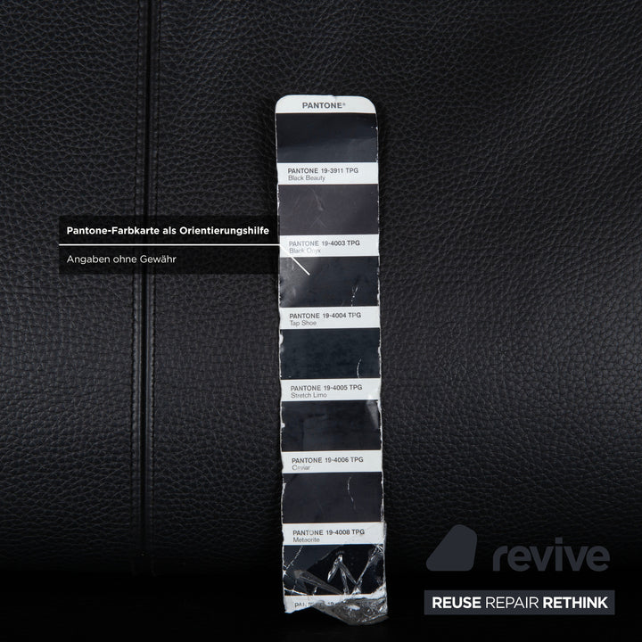 Erpo Lugano Leder Dreisitzer Schwarz manuelle Funktion Sofa Couch