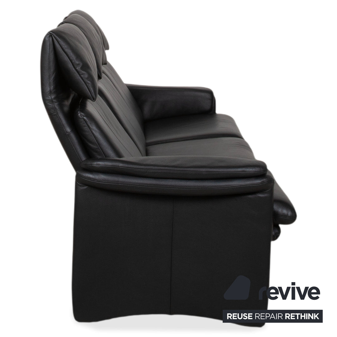 Erpo Lugano Leder Dreisitzer Schwarz manuelle Funktion Sofa Couch