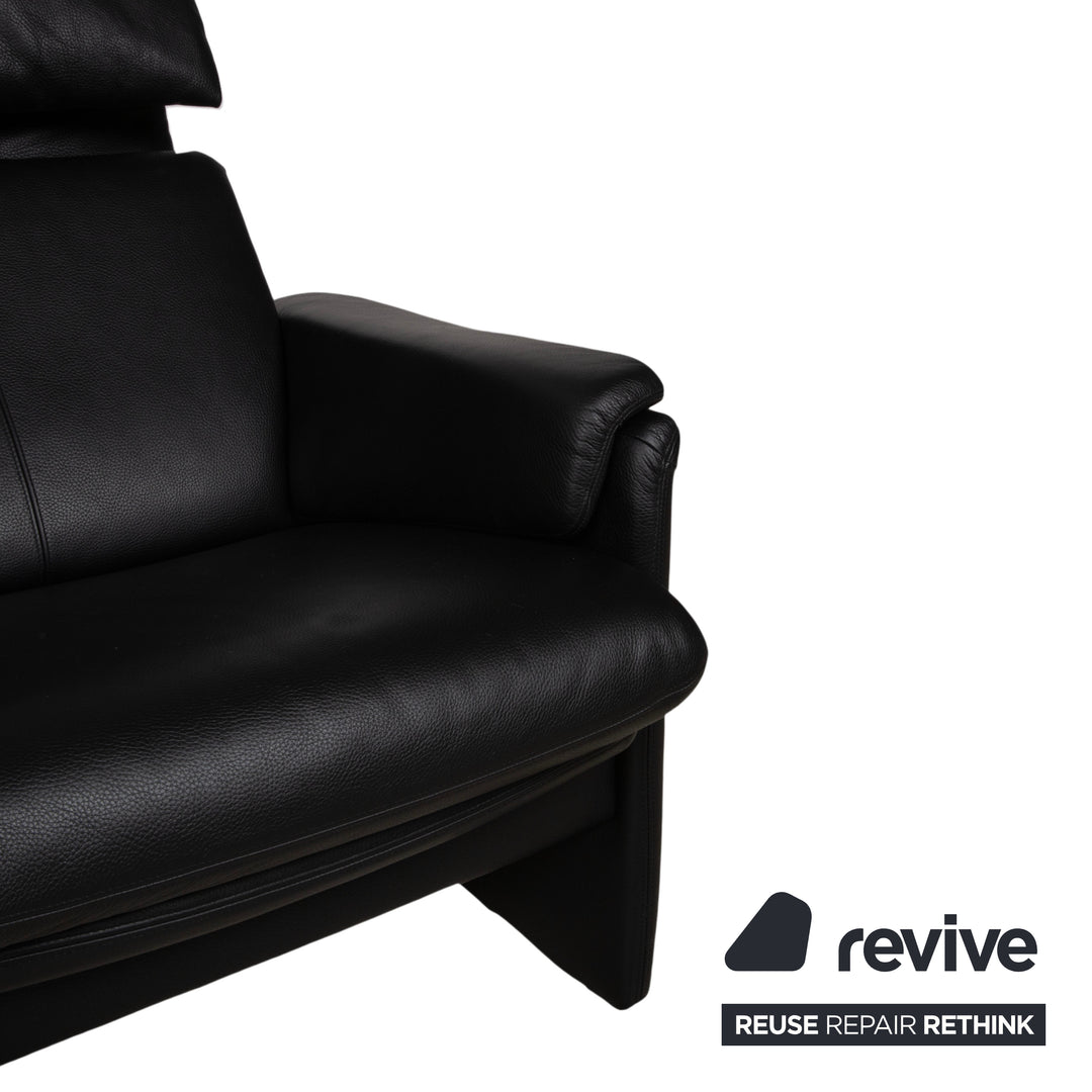 Erpo Lugano Leder Dreisitzer Schwarz manuelle Funktion Sofa Couch