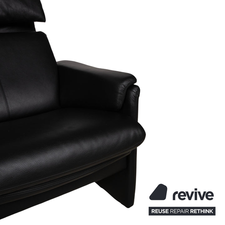 Erpo Lugano Leder Dreisitzer Schwarz manuelle Funktion Sofa Couch